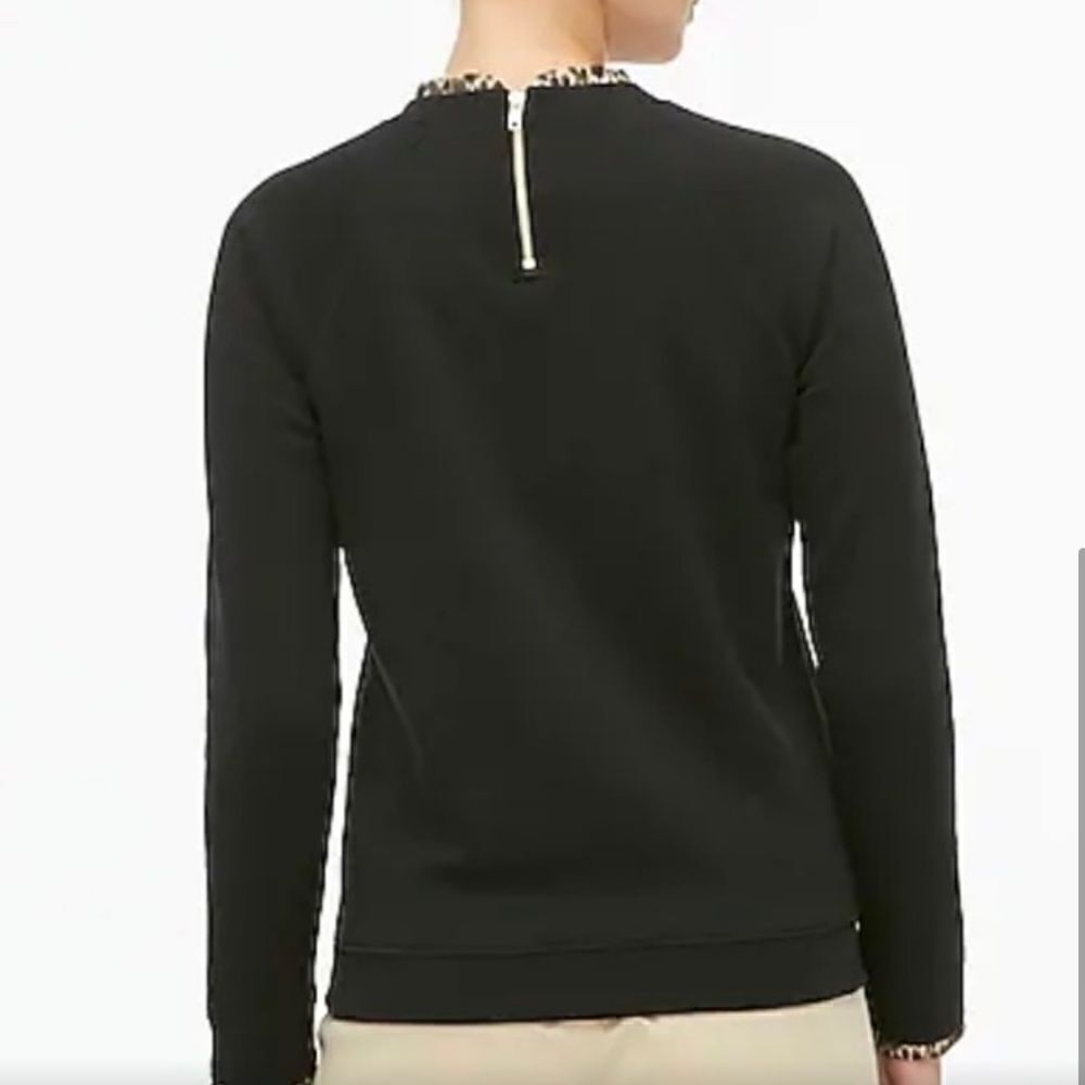 Women’s J CREW sweatshirt ruffle neck pullover size XS extra small animal print - Picture 3 of 10